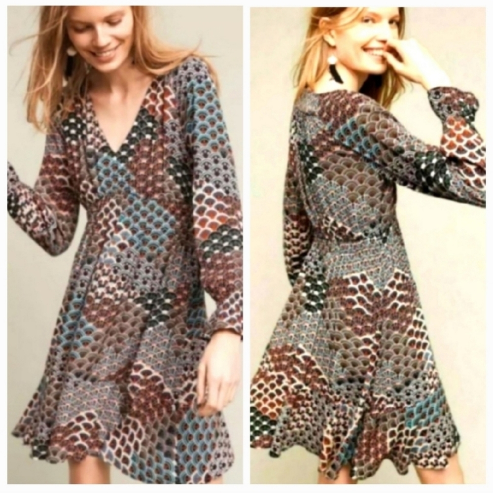 NWOT Anthoropologie Maeve Print Dress, P2P 20", top to bottom 34"